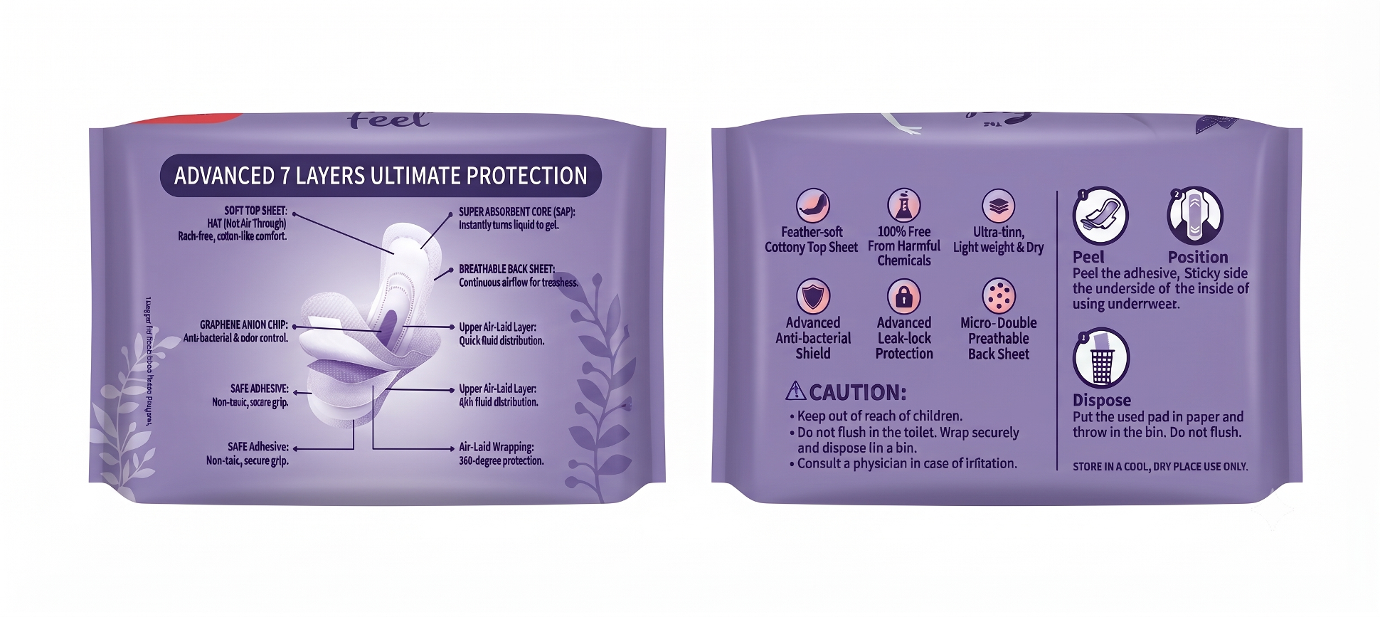 FEEL Ultra-Thin XL Sanitary Pads – Pack of 5 (50 Pads) thumbnail 2