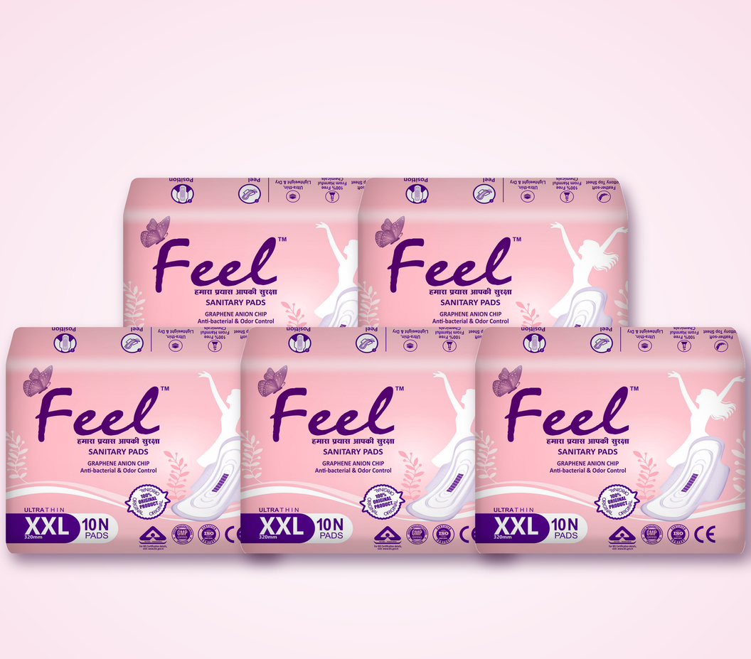FEEL Ultra-Thin XXL Sanitary Pads – Pack of 5 (50 Pads)